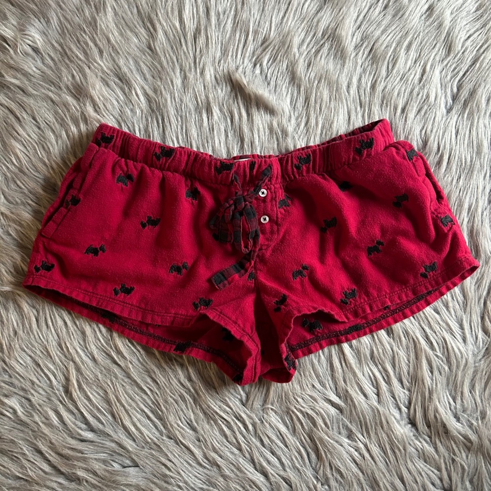Aero Scottish Dog Pajama Shorts Womens Size Medium Red Black Pajamas Dogs Pjs